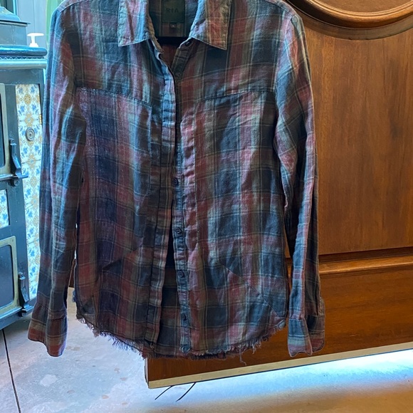 RTA Industrial Linen Button Rown Shirt - Picture 6 of 8